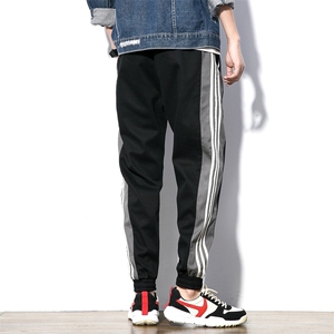 2019冬季新款白墙风日系宽松大码男运动加绒休闲裤K8191-P65图片