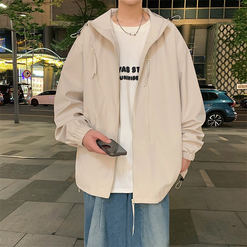 港风上衣多拉链夹克宽松落肩拼色冲锋衣外套JK834P75,男装夹克,星座1204-3