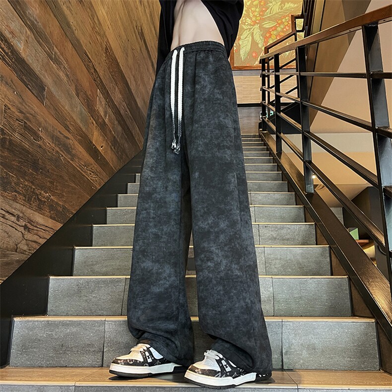 A316-1-K1243特P40 65 秋季2025新款扎染脏脏抽绳直筒裤卫裤图片