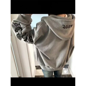 美式高街开衫连帽卫衣女秋冬加绒加厚小众设计感外套 WA1196图片