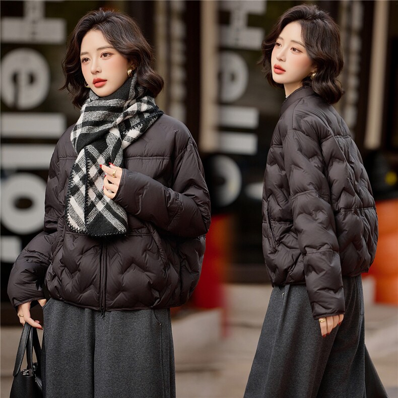 黑色短款羽绒服女2025冬季新款时尚百搭轻薄90白鸭绒外套图片