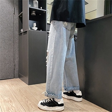 k706-p48-控68破洞牛仔在高阶宽松大码牛仔裤cityboy，男装牛仔裤，星座116