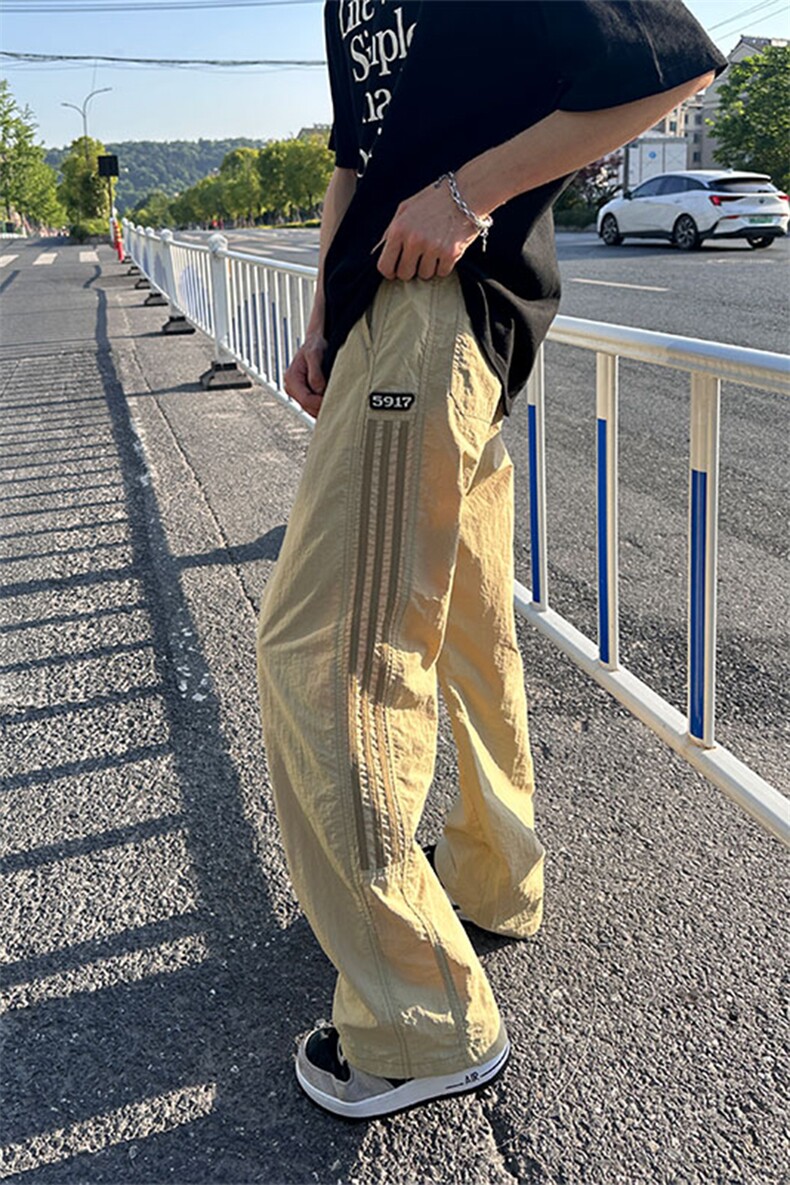 大量现货百搭条纹登山裤男夏季新款户外松紧抽绳长裤DY5032-P55,男装休闲裤,电商A178