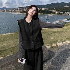时尚超好看小香风马甲套装女2025春季高级感气质内搭阔腿裤三件套，女装套装/套裙，2C262