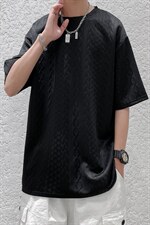 2024夏季新款巴洛克华夫格贴标休闲宽松男短袖A161-TH01-P35，男装T恤，电商A161-2