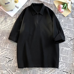 T6075/P25新款夏季华夫格polo衫T恤男大码宽松纯色简约上衣男装潮图片