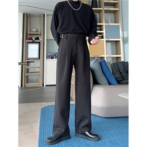 2026春季新款黑色直筒西裤垂感高级感痞帅裤子男款宽松直筒休闲裤，男装西裤，星座410-6（原星座1304-1）