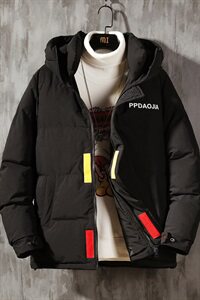 2019冬季新日系潮流大码男印花魔术贴保暖连帽棉衣M735-P115图片