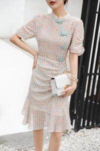 高档碎花连衣裙，女装连衣裙，茗格拉