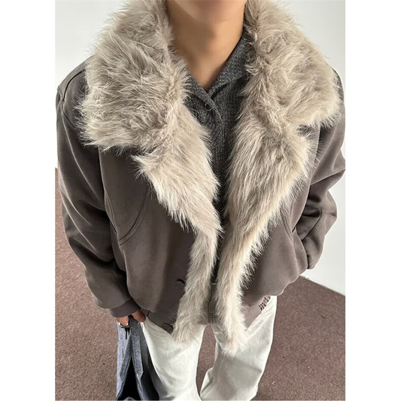 冬季新款复古做旧座山雕棉服男女宽松解构磨毛毛领外套M8223,男装棉衣,星座1116A（原606A-3）