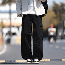 2025秋冬新款休闲男裤宽松直筒百搭水洗简约裤子拼接潮9281-P50，男装休闲裤，星座1006