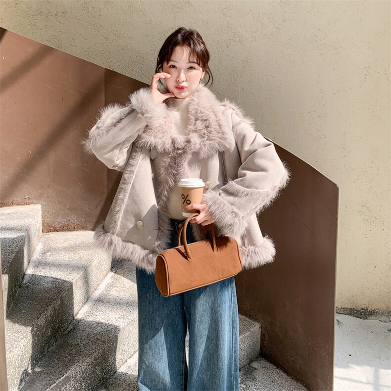 现货：冬季新款高级感宽松加厚皮毛一体外套2C135-8956P255K378,女装皮草,2C135
