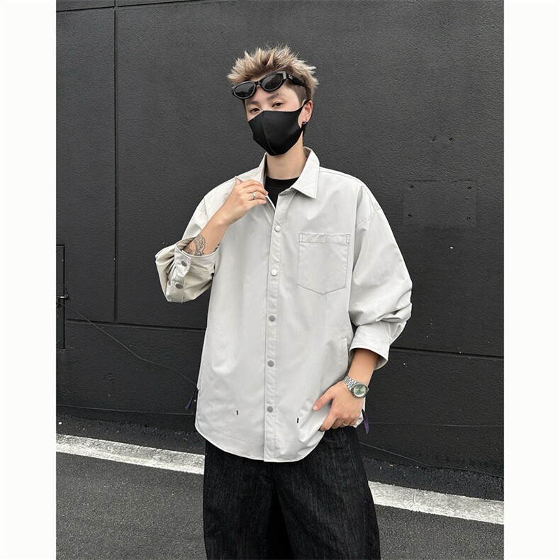 新款长袖美拉德衬衫男士潮流薄款休闲宽松上衣外套CS217-P40,男装衬衫,星座1403B