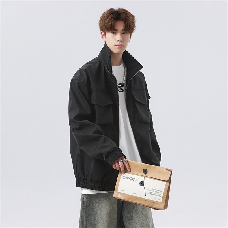 春季新款港风美式多口袋宽松潮流立领夹克XZ213-JK5555-P70控108,男装夹克,星座213