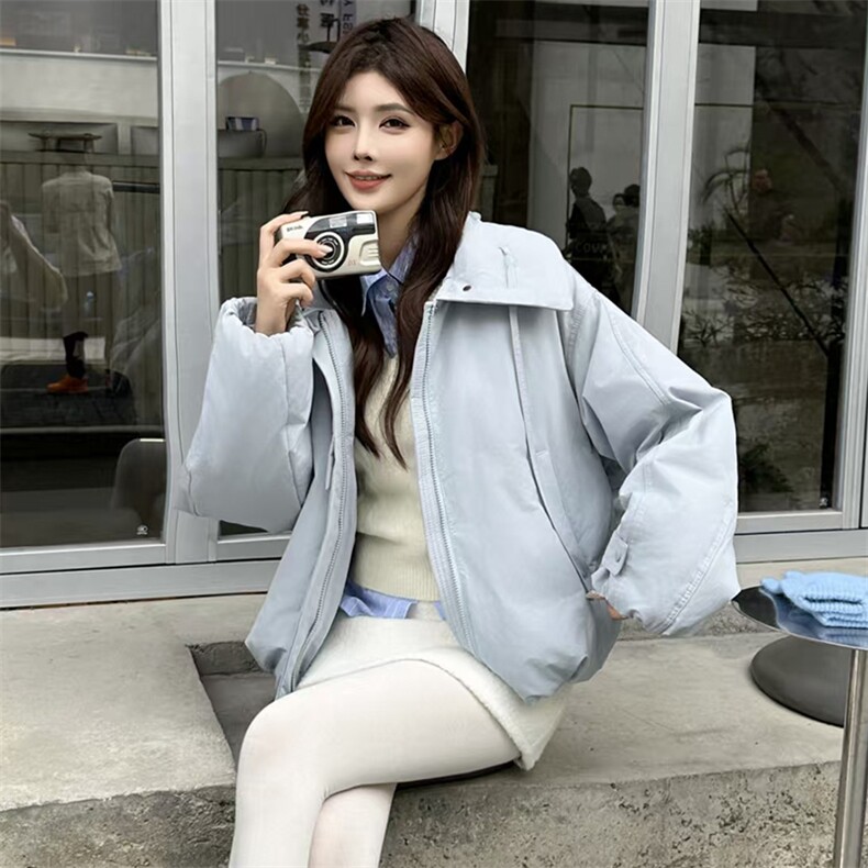 时尚立领短款羽绒服女2025冬新款小个子宽松显瘦保暖白鸭绒外套,女装羽绒服,琦鑫阁（原依鑫阁）
