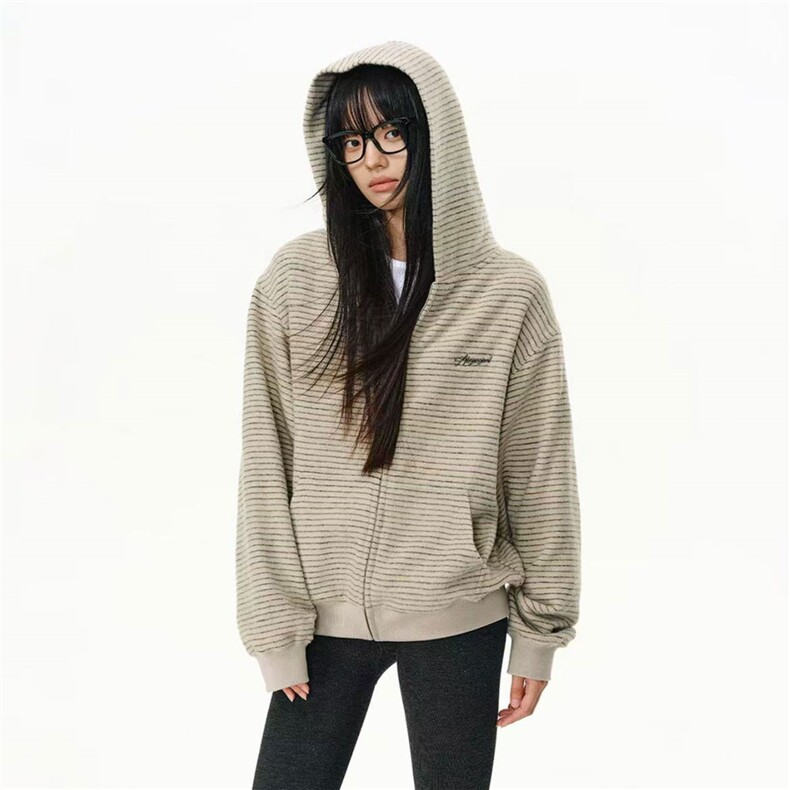 网络图慎用!图片只做展示美式条纹连帽开衫卫衣WY78109特P65控98，男装卫衣，星座226-2