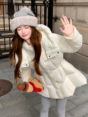款纯色小蛮腰连帽显瘦羽绒服女（腰围可调节），女装羽绒服，浙宝189