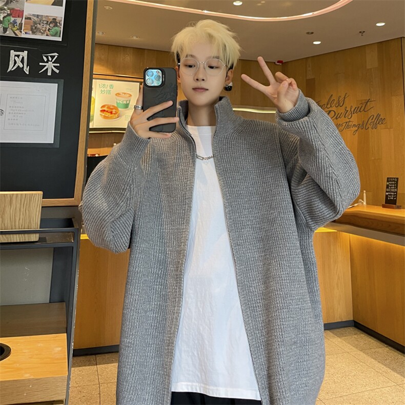 开衫双拉链毛衣男秋冬季潮牌设计感针织外套立领休闲情侣毛衣,男装针织衫/毛衣,星座1107-1