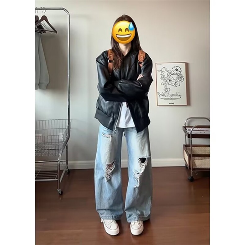 穿搭休闲情侣款皮衣夹克宽松外套男女高级感棒球领上衣冬JKD66,男装夹克,星座516A