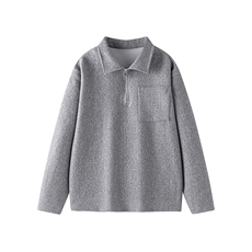 翻领半拉链卫衣宽松版型纯色简约经典休闲呢子上衣HY801P45控78，男装针织衫/毛衣，电商A102B
