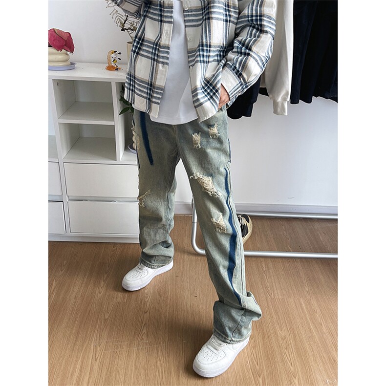 B221 美式ins高街小众个性男女破洞牛仔裤 LK23001-P65 控88图片
