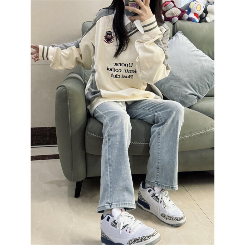 【有货】N828CC-特P46徽章V领撞色拼接美式重磅运动卫衣男女,男装卫衣,星座1007（原301D）
