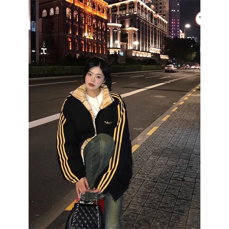 港风大码秋冬季新款男女立领加厚保暖棉服 XZ213-MY5529-P98控128图片