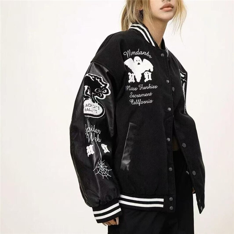 新款美式春秋复古街头棒球服男女同款情侣款潮牌夹克宽松潮外套,男装夹克,星座506A