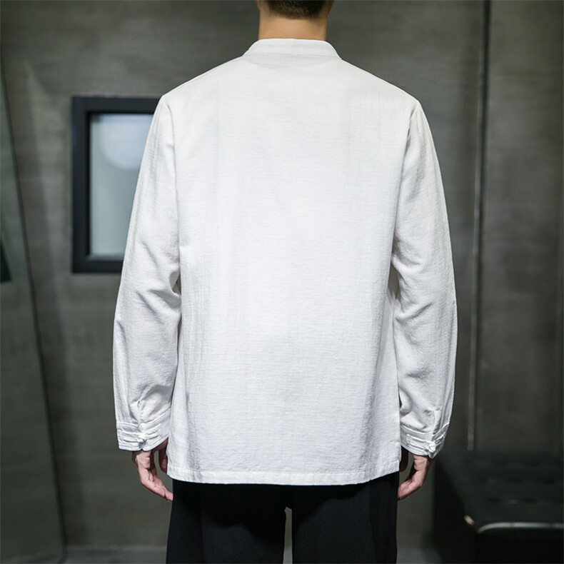 2025夏季风大码盘扣衬衫男棉麻长袖上衣A008/CS0661/P65,男装衬衫,电商A008