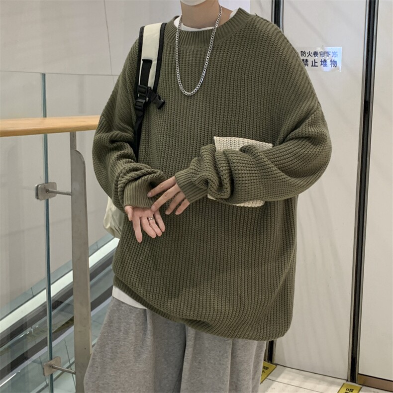 小众设计感口袋拼接撞色毛衣男潮流时尚套头圆领针织衫M744,男装针织衫/毛衣,星座1116A-1（原606A）