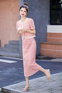 现货小香风时尚百搭气质套装2024夏新款绝美精致高级感两件套裙图片