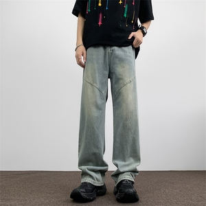夏款男牛仔裤直筒宽松拼接渐变色休闲长裤NK901 P45图片