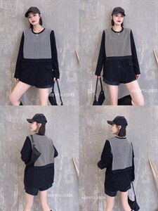 千鸟格拼接假两件图片