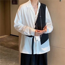 个性设计感马甲拼接撞色薄款长袖项链衬衫男高街外穿上衣CW1019，男装衬衫，星座1116A-1（原606A）