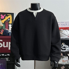 DSA028-WY2502P45假两件V领华棉卫衣表棉底聚酯78，男装卫衣，电商A028