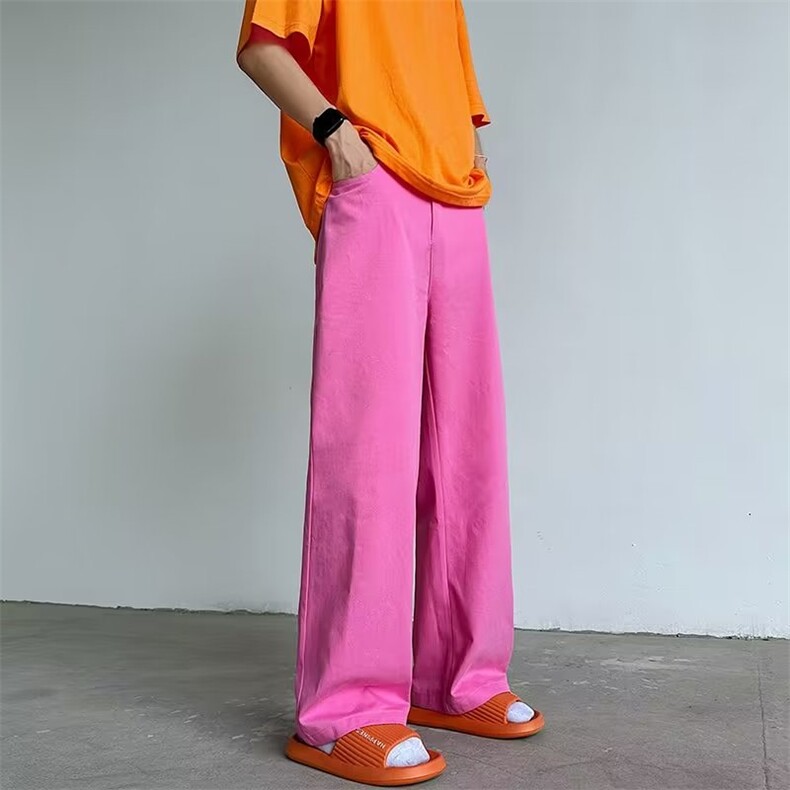彩色牛仔裤男女韩版潮流高街帅2026夏季新款ins阔腿长裤RK710-P43,男装牛仔裤,星座412