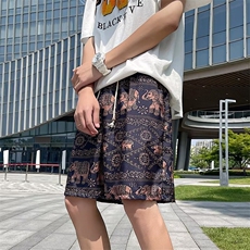 夏沙滩裤男运动棉速干五分中裤民族风宽松大裤衩DK108，男装民族服装，星座1116A-1（原606A）