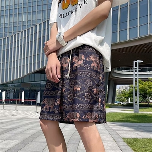 夏沙滩裤男运动棉速干五分中裤民族风宽松大裤衩 DK108图片