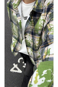 美式长袖宽松格子衬衫休闲内搭衬衣高级感翻领外套男CJ9741-特P42图片