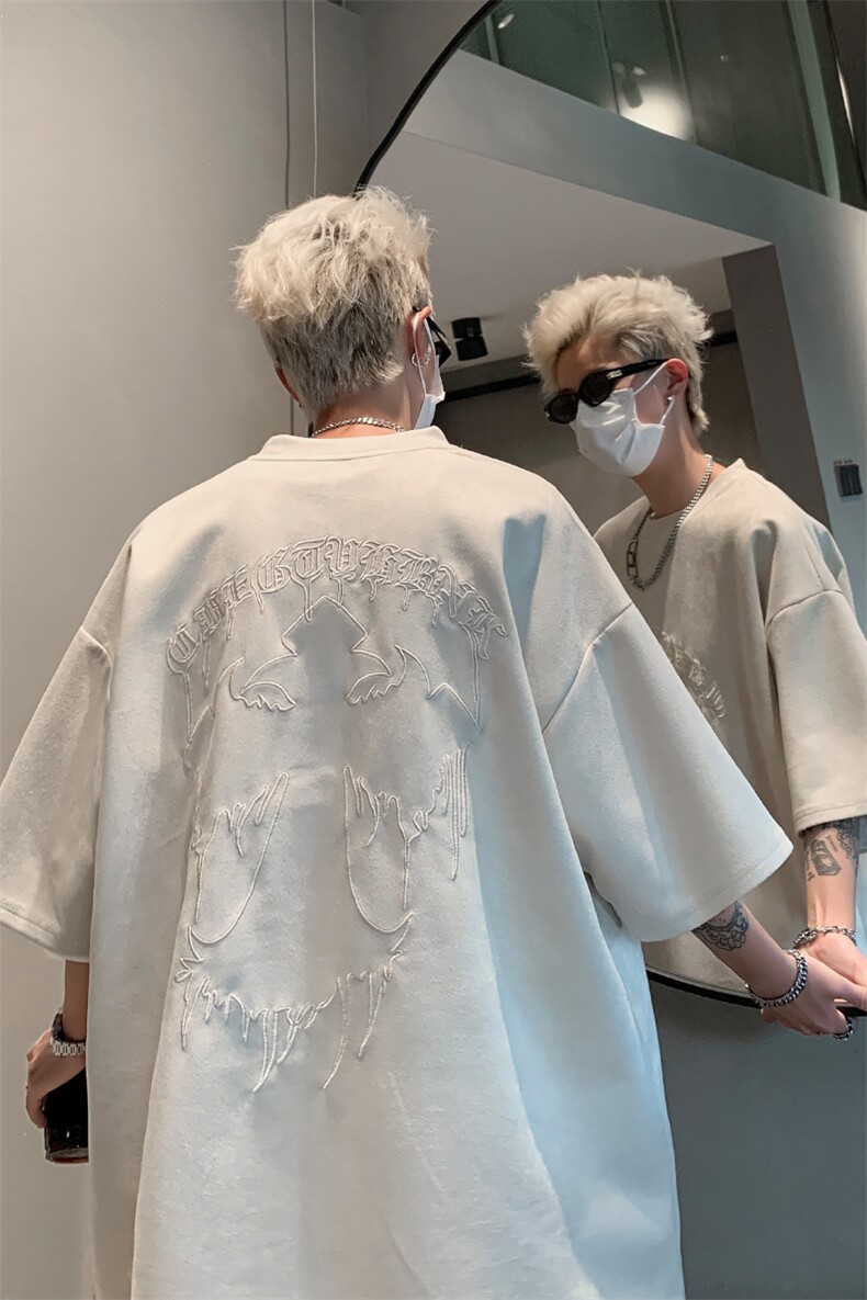 《21万针》重工刺绣麂皮绒短袖T恤男生体恤XZ514-2-202466-P58,男装T恤,星座514-2(原B239)