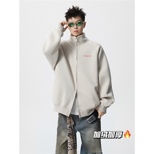 加绒常规P70加绒P80 美式潮复古百搭休闲重磅拉链开衫卫衣图片