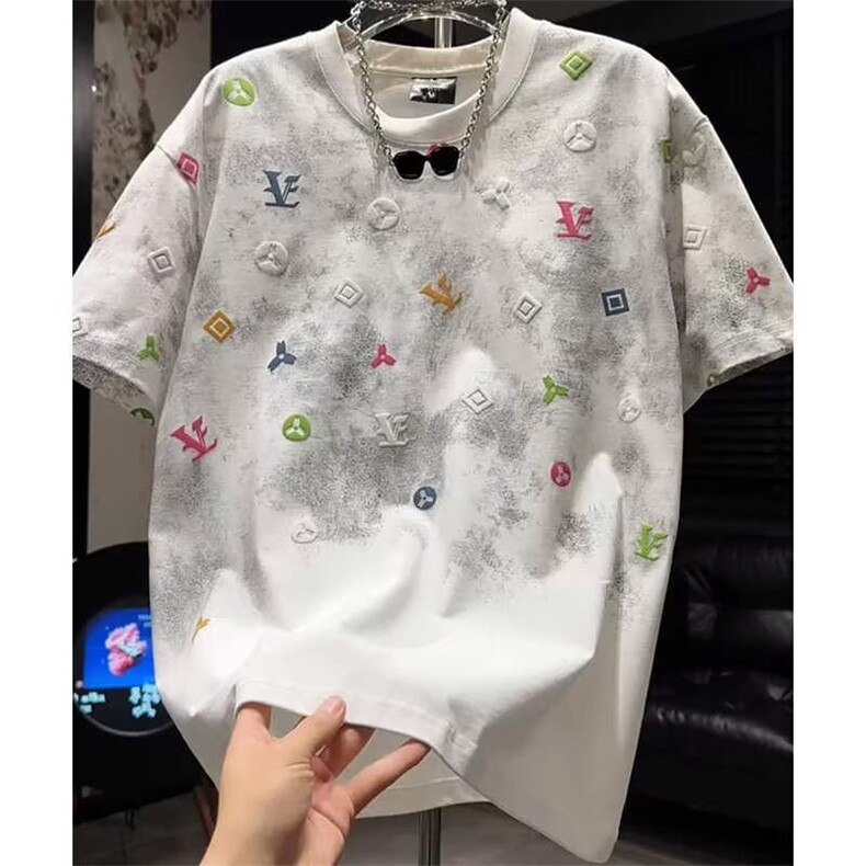 情侣发泡印花字母半袖个性体恤原宿新款气质百搭潮流GA500P33,男装T恤,星座1013-5