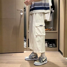 工装裤男九分裤夏季薄款ins潮牌潮流韩版百搭宽松长裤K1149-P30，男装休闲裤，星座512-4
