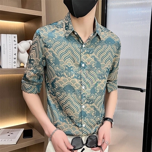 507A-CS536-P48 2025夏装时尚七分袖衬衣风时尚男士衬衫图片
