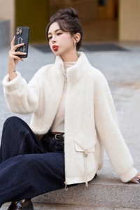 海宁皮草金貂绒立领短外套女2024新款韩版仿水貂毛皮毛一体大衣潮图片