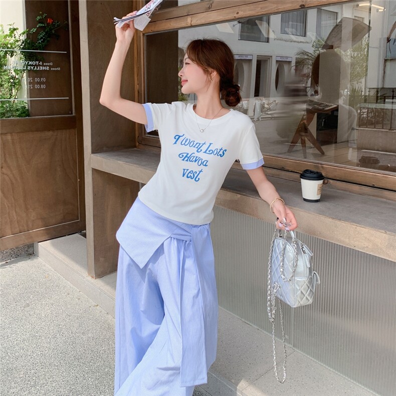【新款现货】白拼蓝运动套装088-7726P165K228,女装套装/套裙,2C088