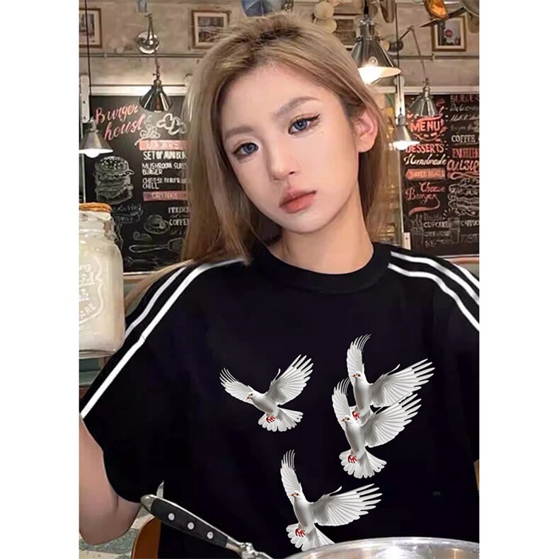抖音得物高品质二开240克宽松纯棉美式潮牌三条杠织带短袖T恤,男装T恤,电商A486-1