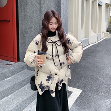 新中式不规则小众设计感短款羽绒服女冬季2025新款加厚白鸭绒外套，女装羽绒服，2C278
