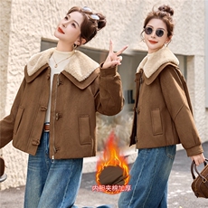 2025年冬季新款时尚潮流舒适柔和皮毛一体棉外套，女装棉衣/棉服，超帛