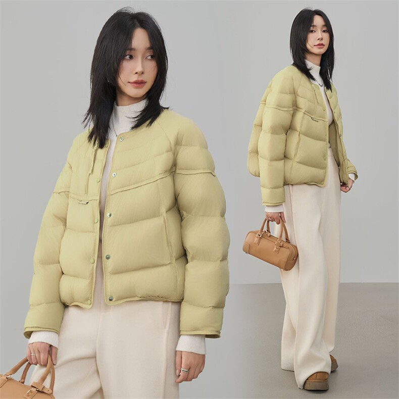 现货2025年冬季新款90白鸭绒休闲风简约时尚羽绒服女外套,女装羽绒服,阳光伊恋